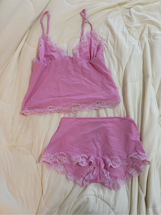 SKIMS Other - SKIMS Bubble Gum Pink Lace-Trim Camisole & Short Sleep Set